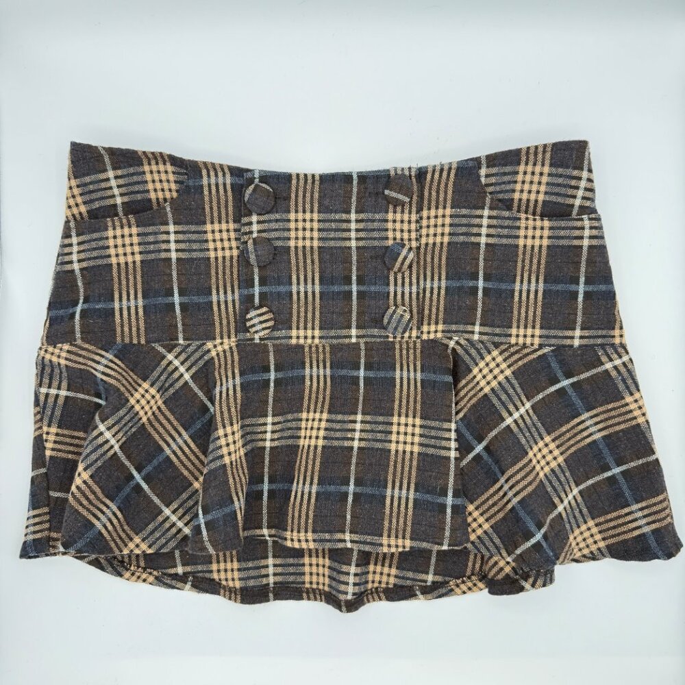 H&M Divided Plaid Low Rise Mini Skirt Pleated Plaid Y2K Schoolgirl Preppy EU 38